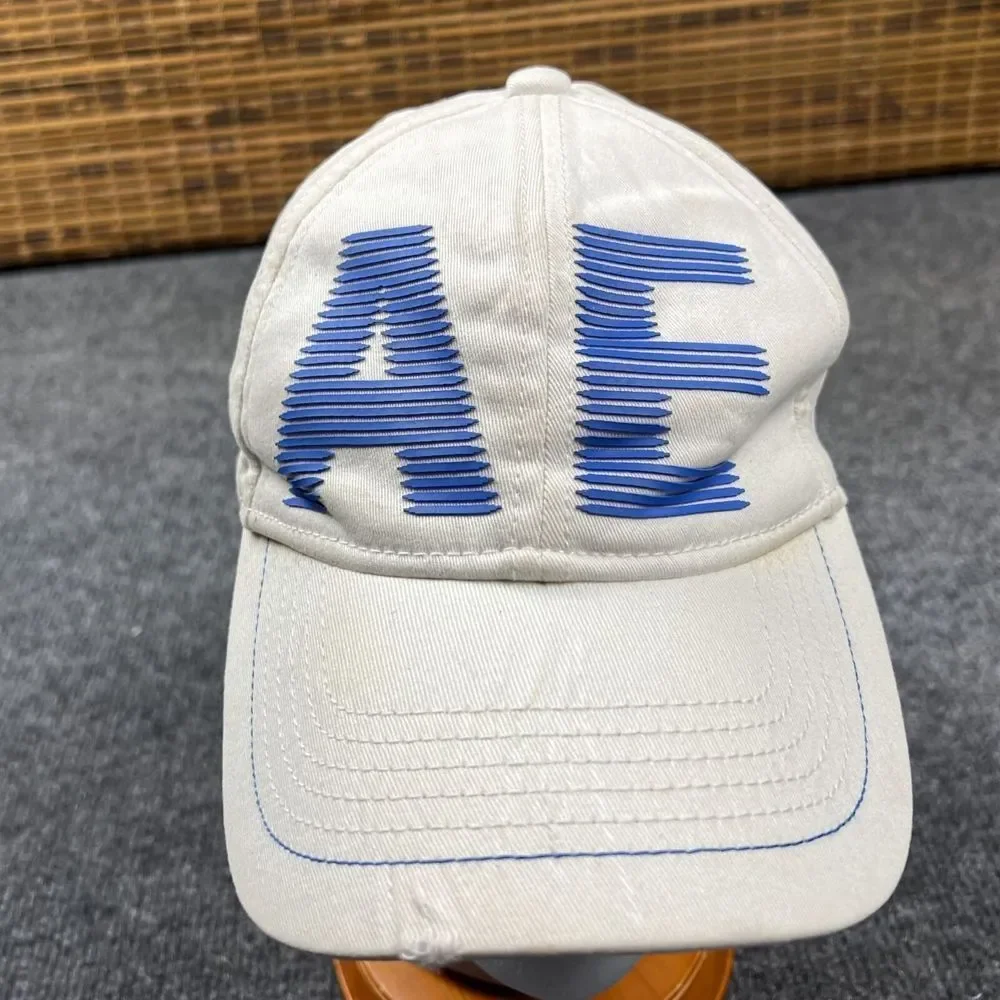 American Eagle Since‎ 77 Cap Adult Small/Medium S/M Big AE Graphic White Hat